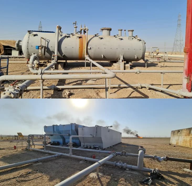 Early production facility separation vessels on location